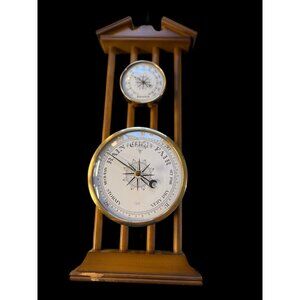Weather Station, Temperature, Barometer, Bargo Western Germany Wood Brass